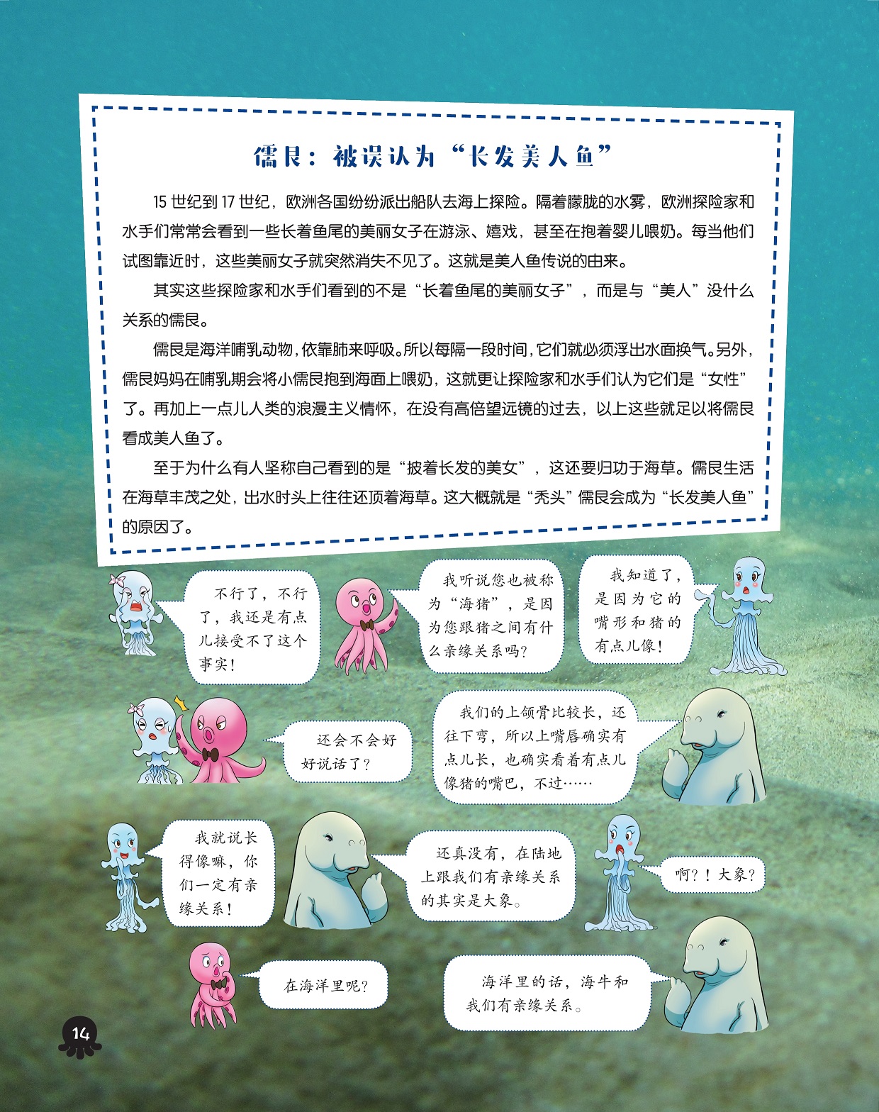 儒艮是海洋哺乳动物,儒艮生活在海草丰茂之处