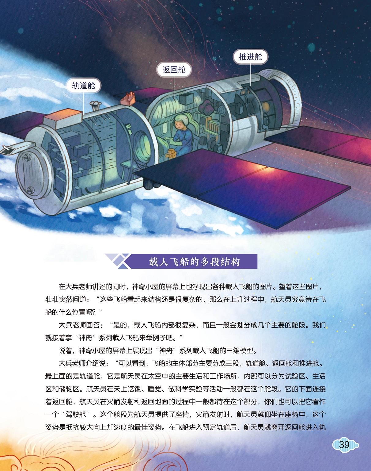 载人飞船的多段结构,飞船的主体部分分三段 载人飞船的多段结构,飞船的主体部分分三段