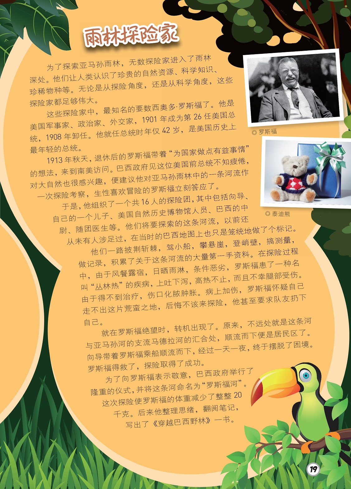 探险家进入雨林,罗斯福写书