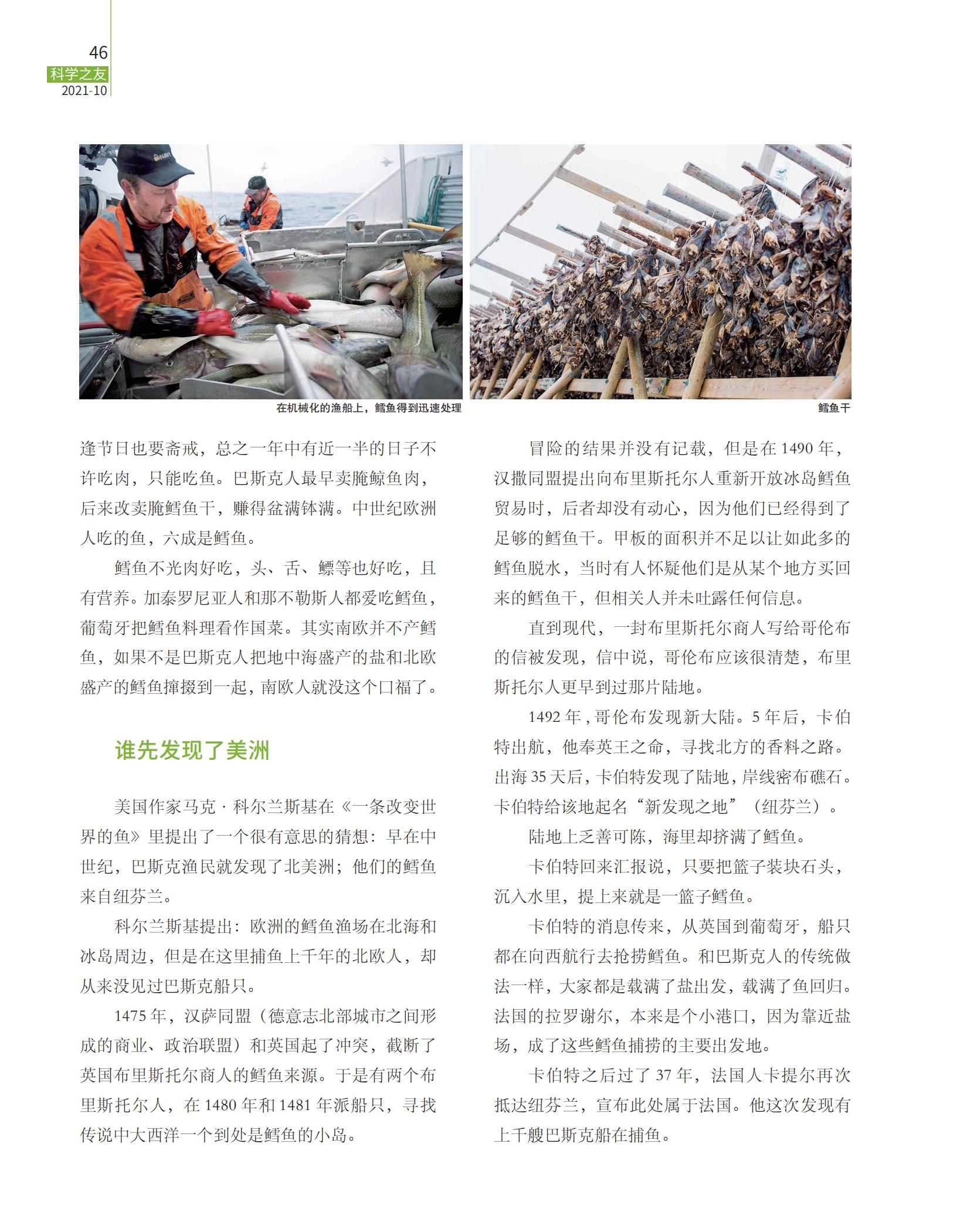 谁先发现了美洲,鳕鱼,捕鱼