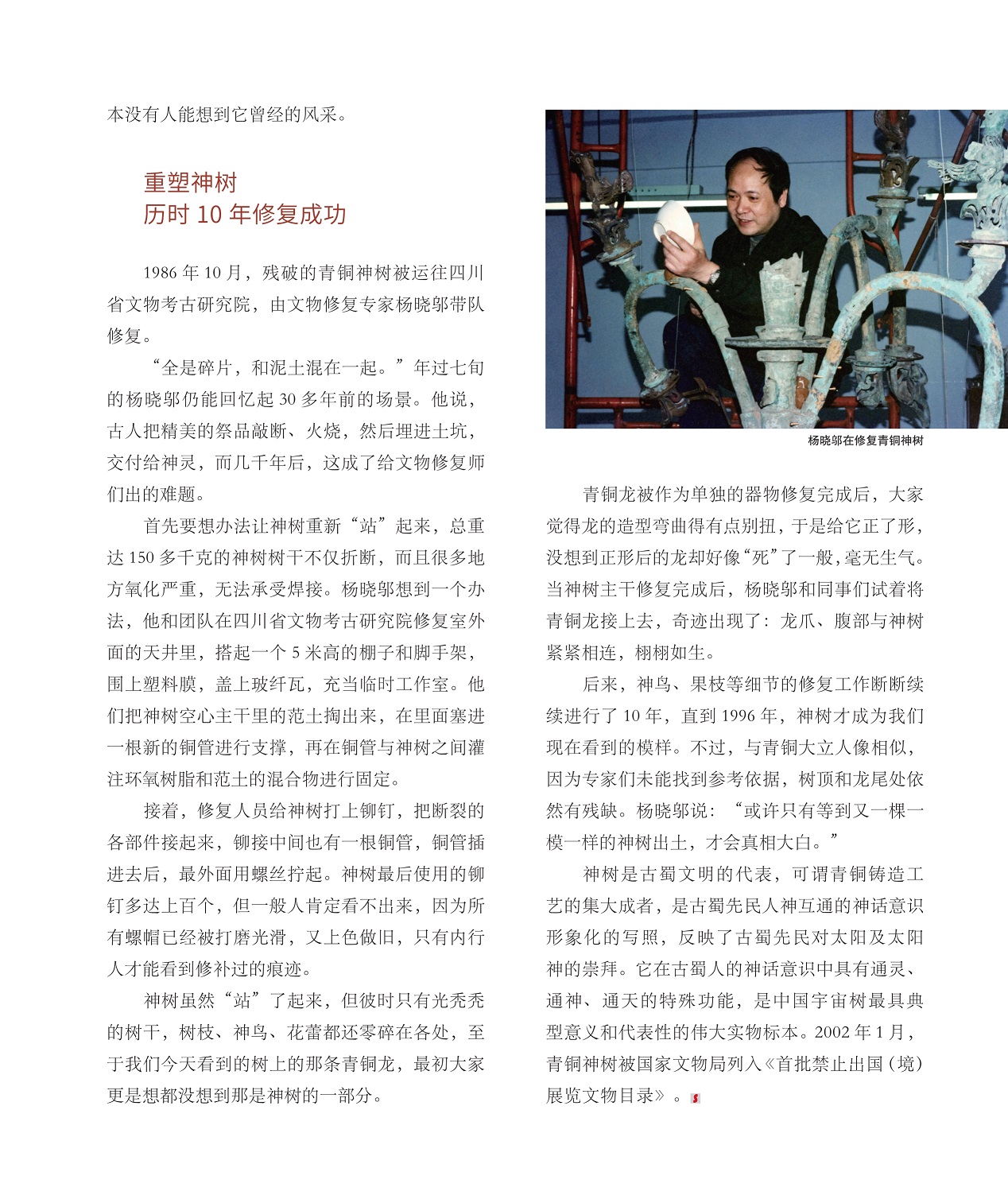 重塑神树历时10年修复成功,神树是古蜀文明的代表