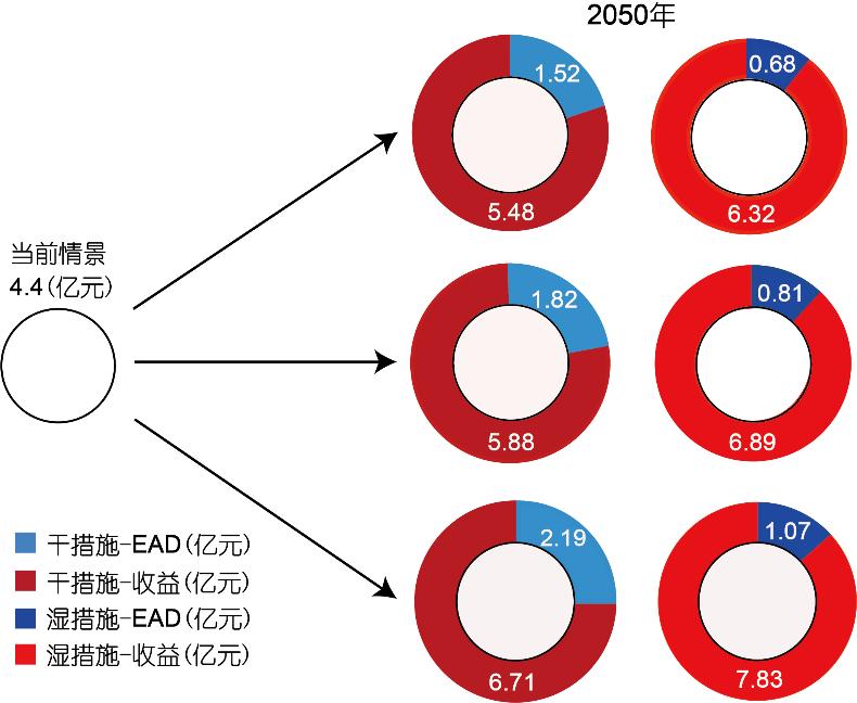 洪水期望损失,当前情景,效果风险