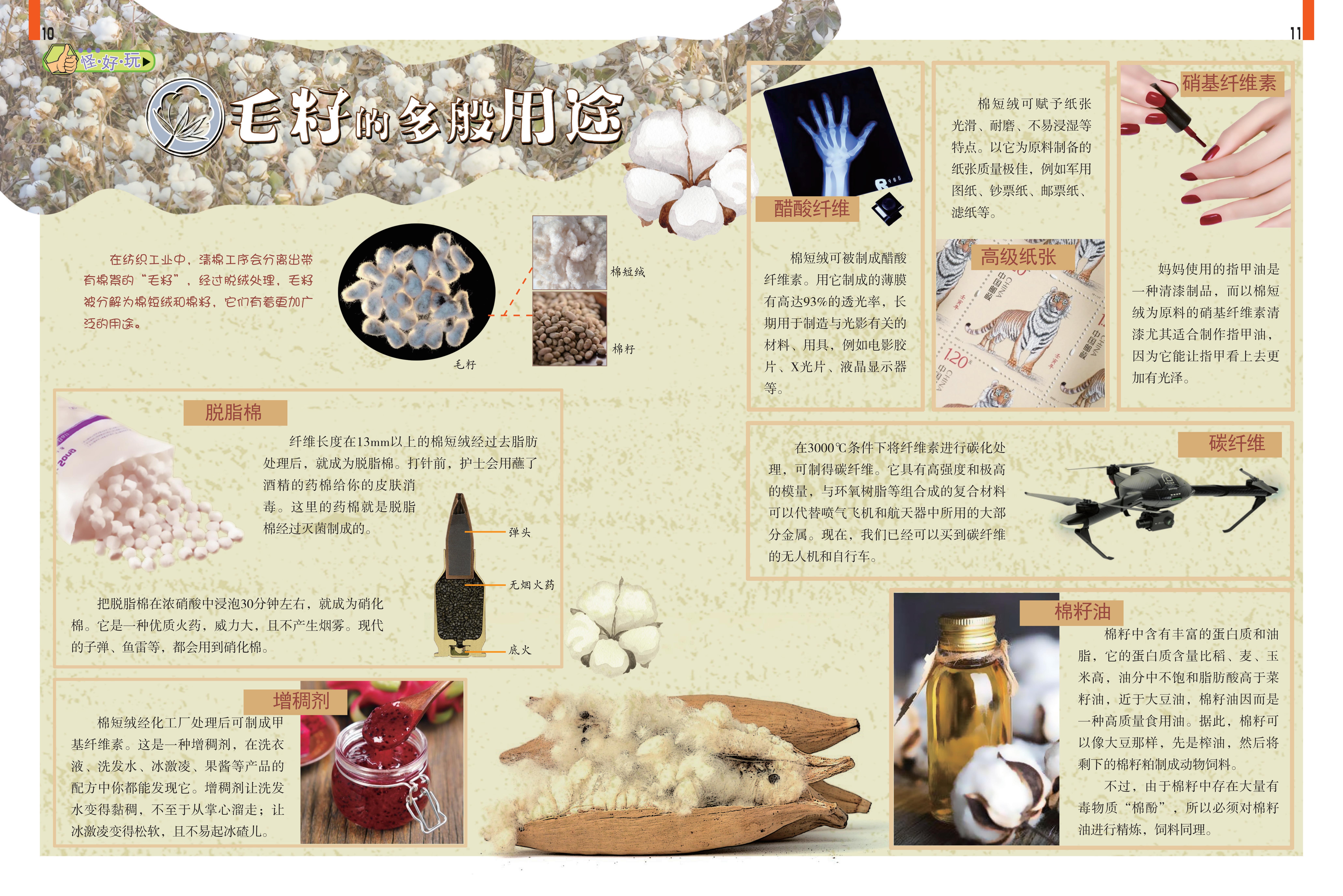 毛籽,用途,脱脂棉,增稠剂,碳纤维