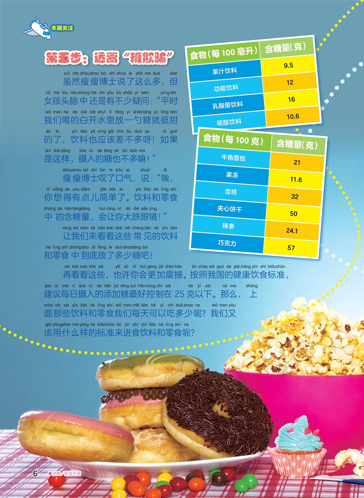 常见的饮料和零食中糖含量,我国健康饮食标准