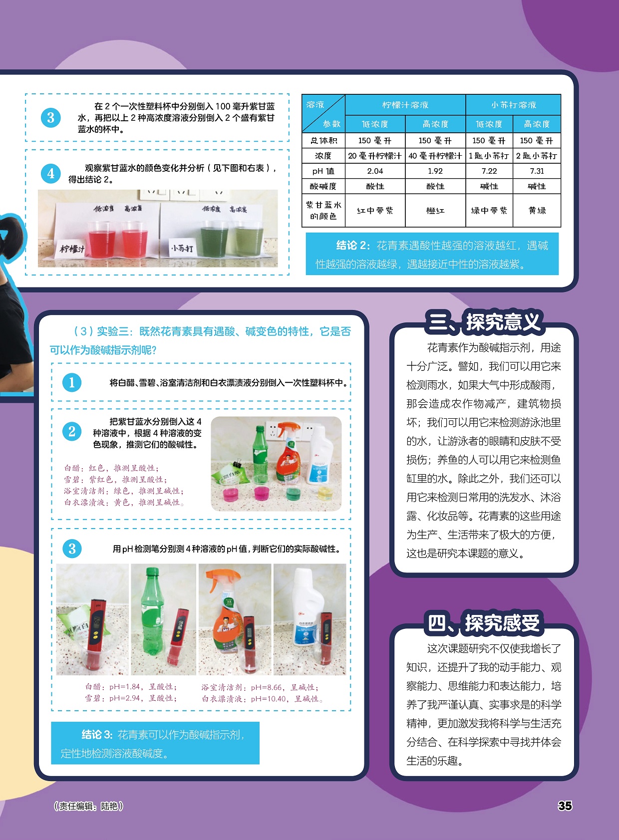 花青素遇酸性越强的溶液越红,花青素作为酸碱指示剂用途广泛
