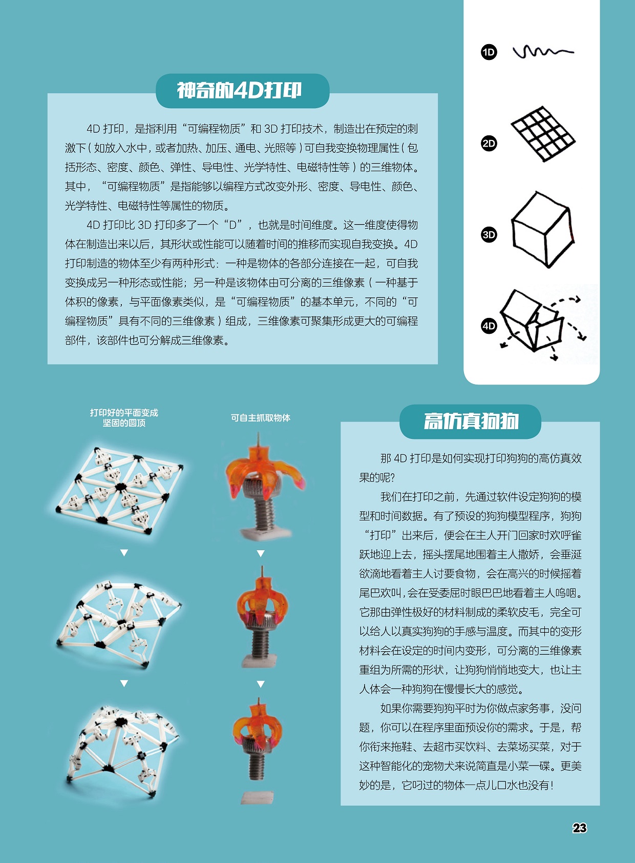 神奇的4D打印,4D打印制造的物体至少有两种形式