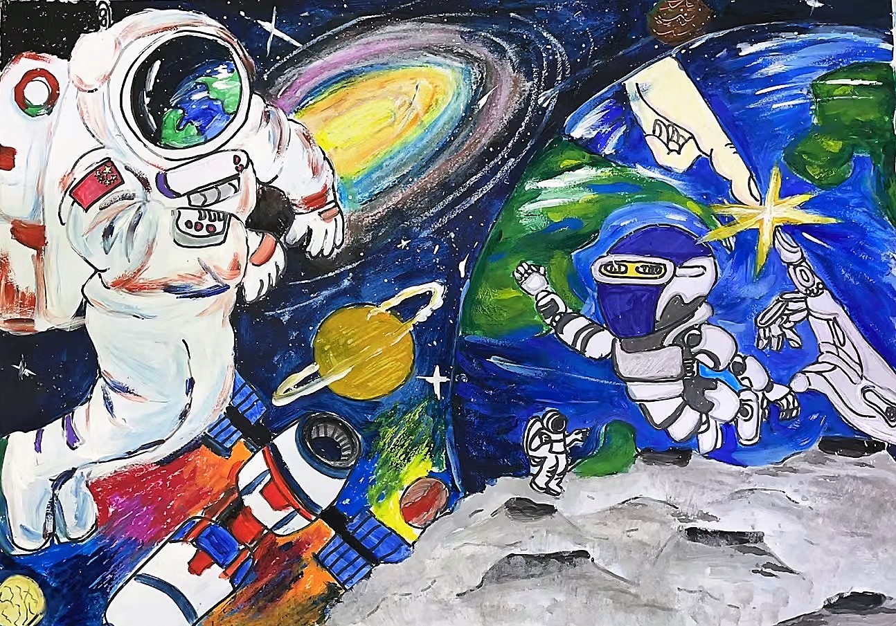 作品《遨游太空，探索世界》,河北省定州市新立街小学刘静瑜