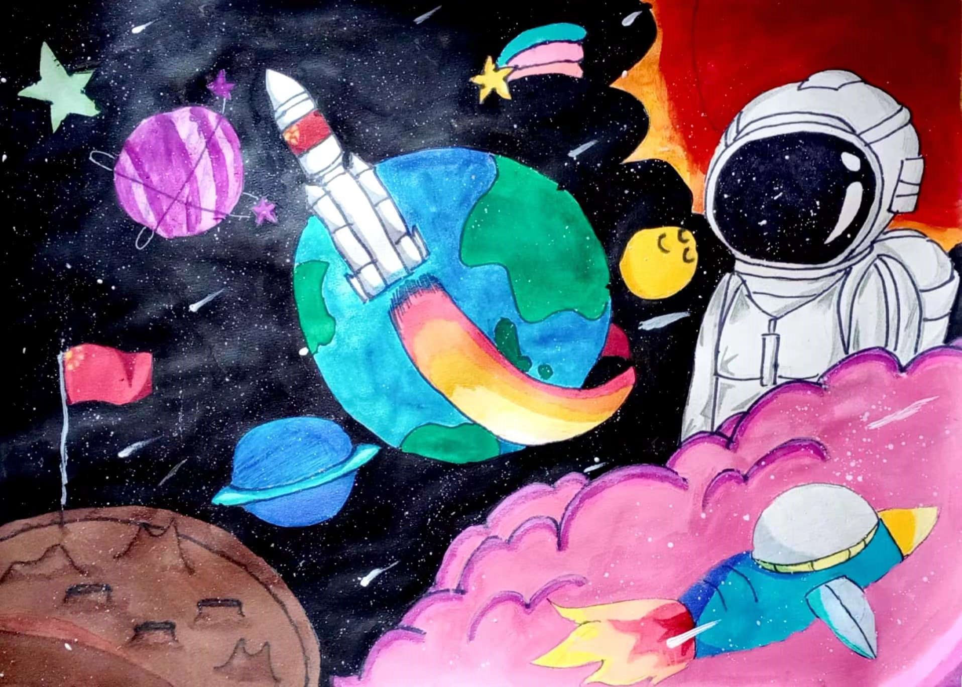 作品《放飞太空梦想》,西安市莲湖区红光路小学王思淼