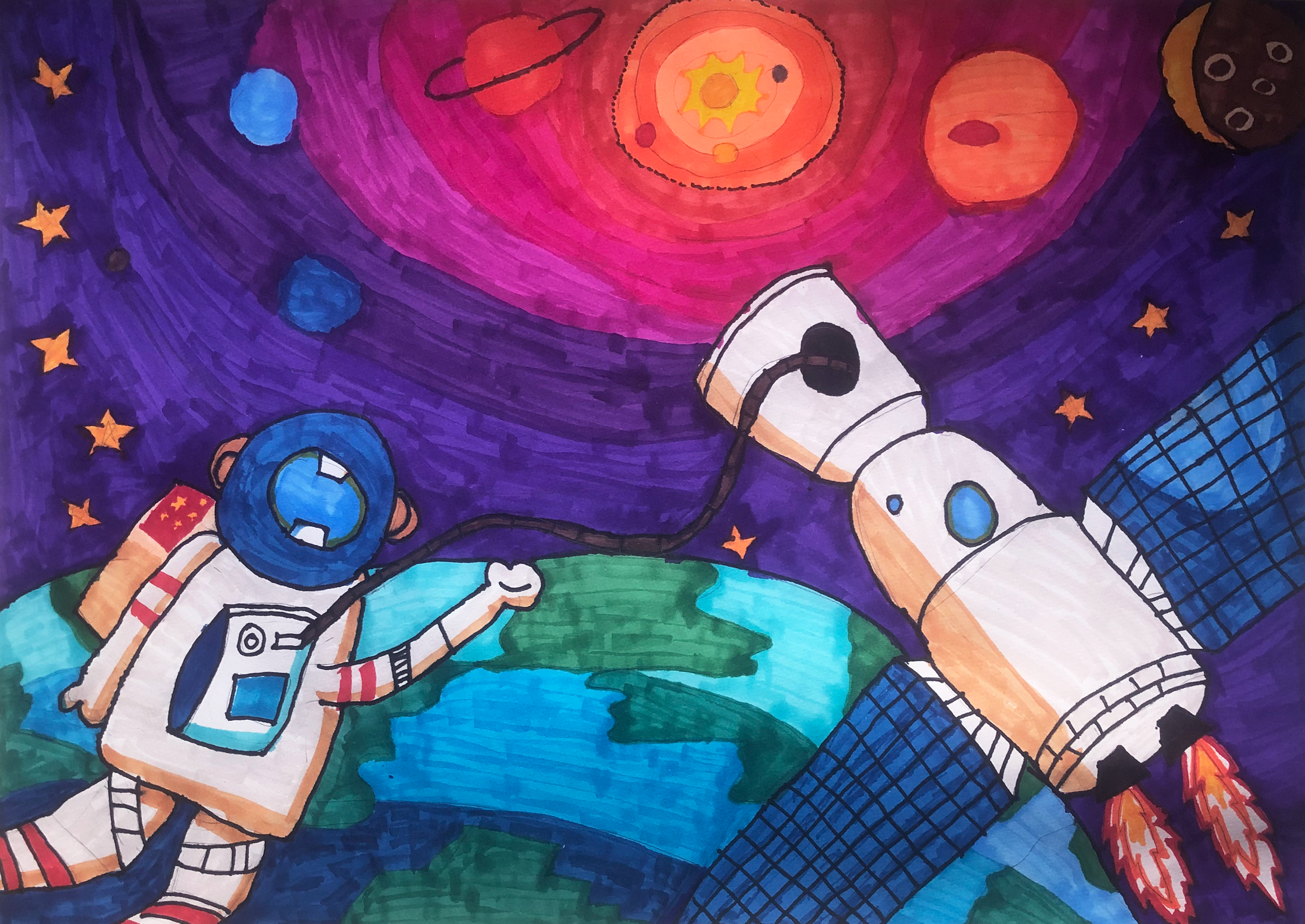 作品《你好，太空》,北京市东城区和平里第四小学刘柏涵